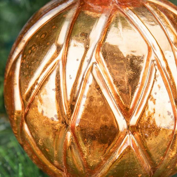 Золотой ёлочный шар с головой оленя Glass Deer Head Ball Gold 11 cm