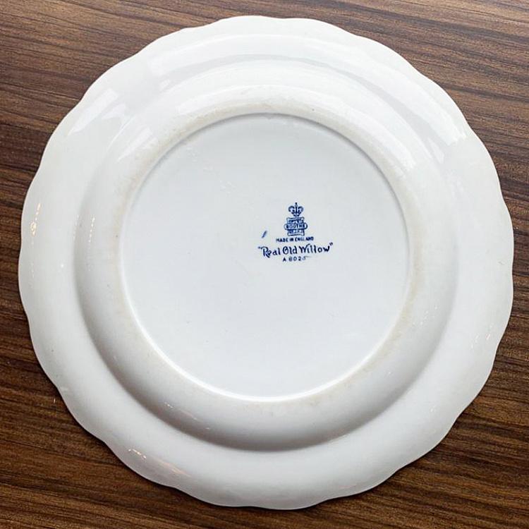 Винтажная тарелка белая с голубым мотивом 2, L Vintage Plate Blue White Large 2