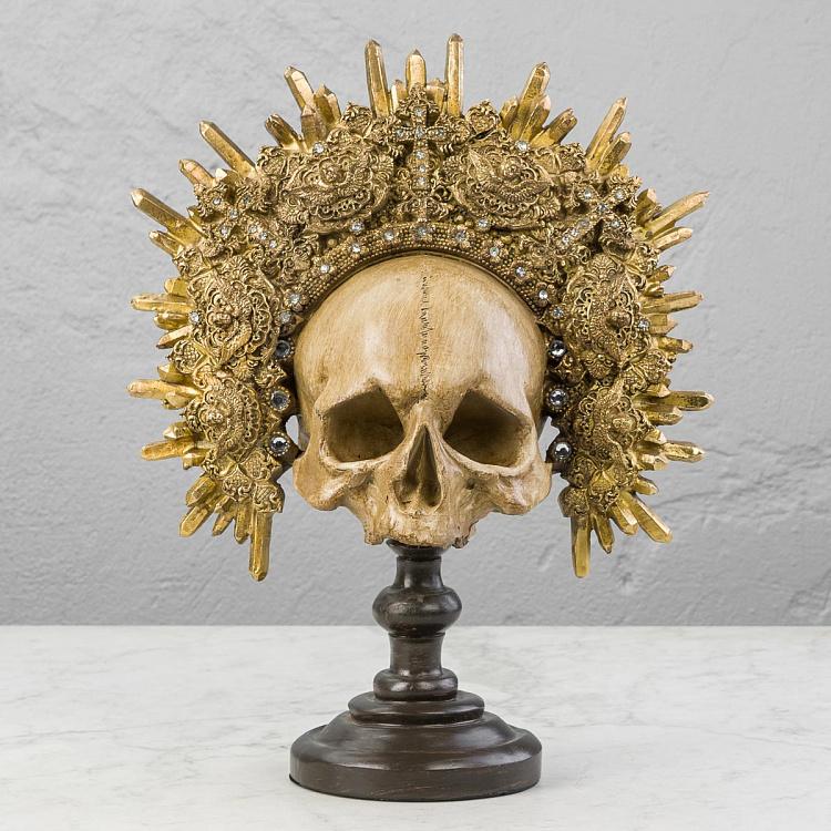 Статуэтка Череп в золотистом кокошнике Skull In Kokoshnik