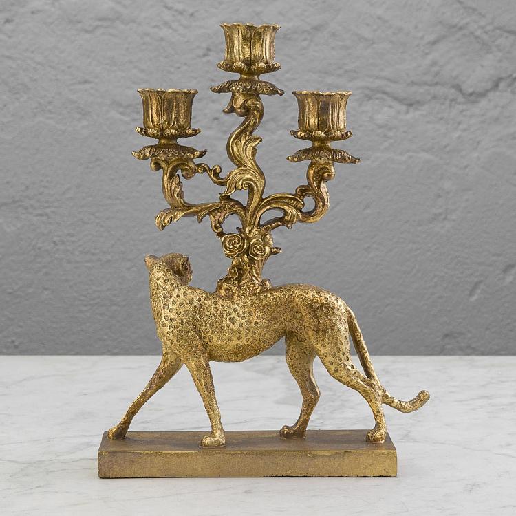 Подсвечник на три свечи Золотой леопард Golden Leopard Candelabrum