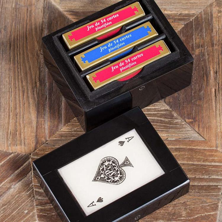 Шкатулка с тремя колодами карт Resin Card Box With 3 Compartments