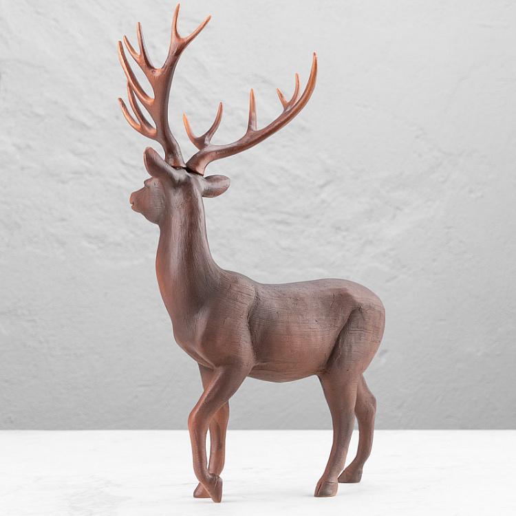 Новогодняя фигурка Прогуливающийся олень Walking Wood Look Deer Brown 46,5 cm