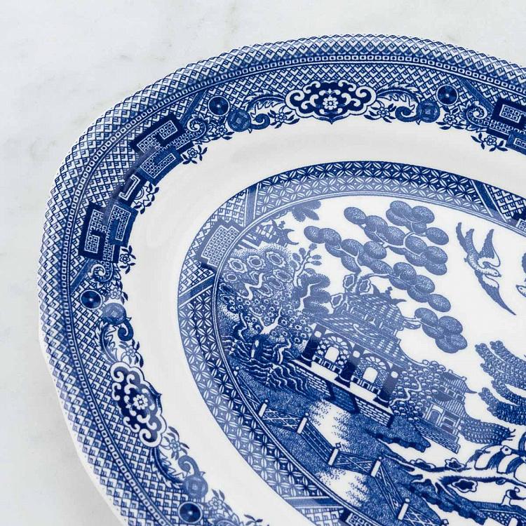 Овальная сервировочная тарелка Голубая ива, M Blue Willow Oval Serving Plate Medium