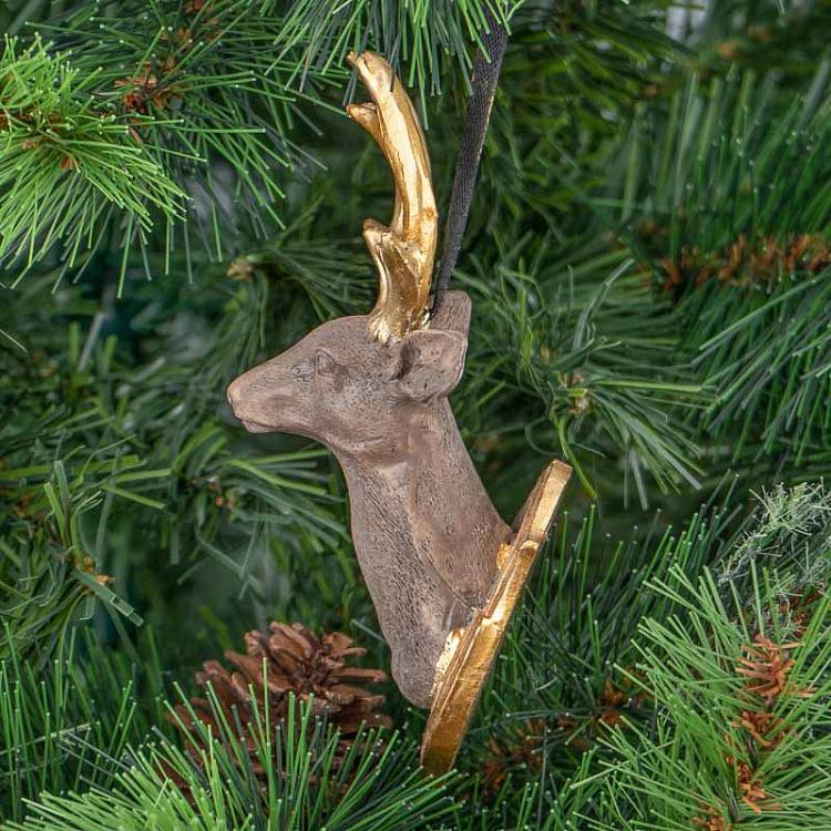 Ёлочная игрушка Бюст северного оленя, S Deer Bust Grey 15 cm