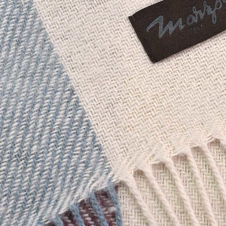 Шерстяной плед Арекипа в голубую, коричневую и бордовую клетку, 120x180 см Arequipa Plaid Blue Brown Wine 120x180 cm