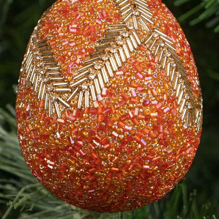 Ёлочная игрушка с бисерным орнаментом оперения Яйцо Пчелоед Xmas Hanging Egg Guepier 10 cm