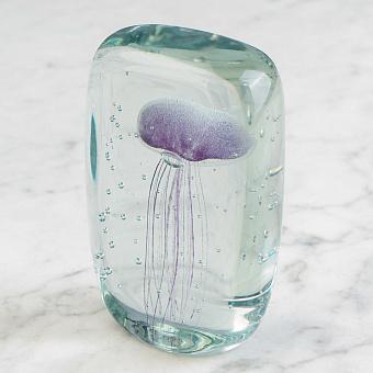 Пресс-папье Rectangular Glass Paperweight Pink Jellyfish