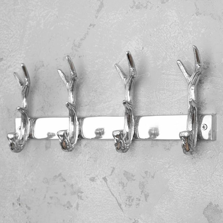 Четырёхместная настенная вешалка со стилизацией оленьих рогов Coat Rack Antlers 4 Hooks