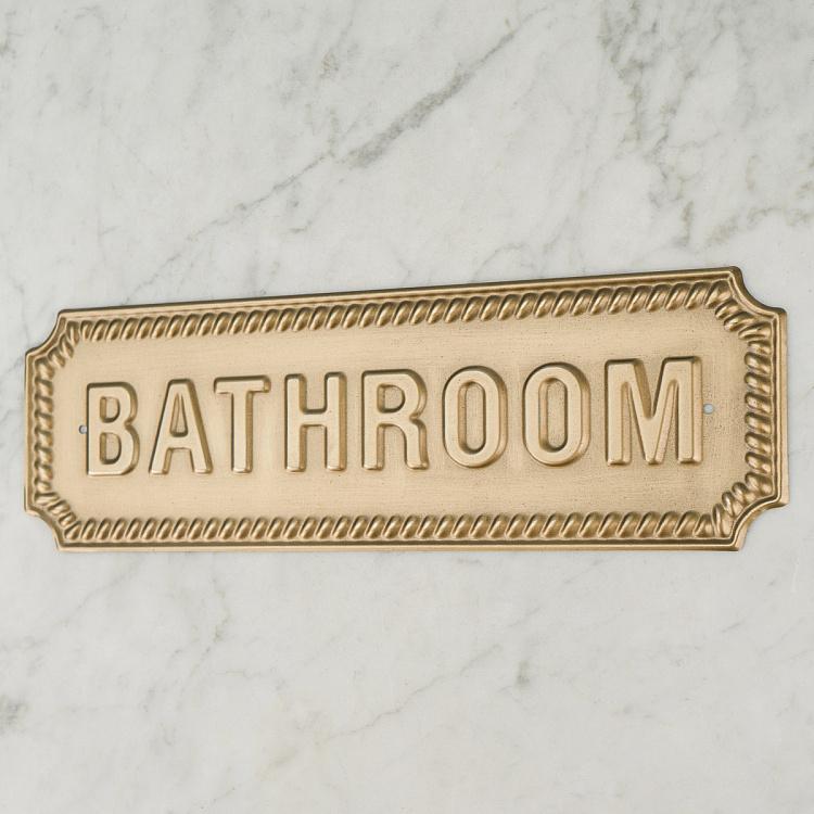 Металлическая табличка Ванная комната 2 Brass Sign Bathroom 2