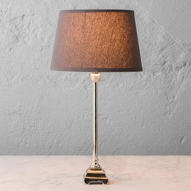 Square Base Nickel Table Lamp With Shade