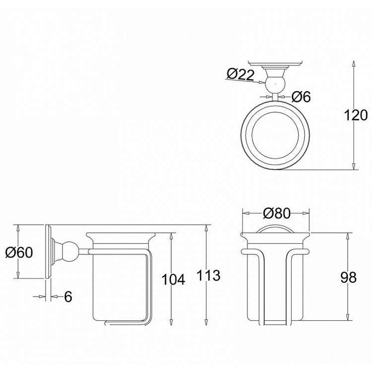 Настенный белый стакан для зубных щёток в подставке золотого цвета Tumbler Holder Gold