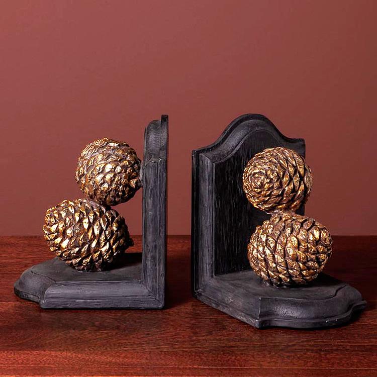 Набор из двух держателей для книг Сосновые шишки Bookends Pinecones