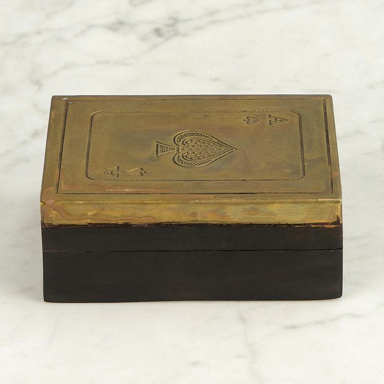 Колода игральных карт в шкатулке с гравировкой на крышке Deck Of Cards In Box Engraved Lid