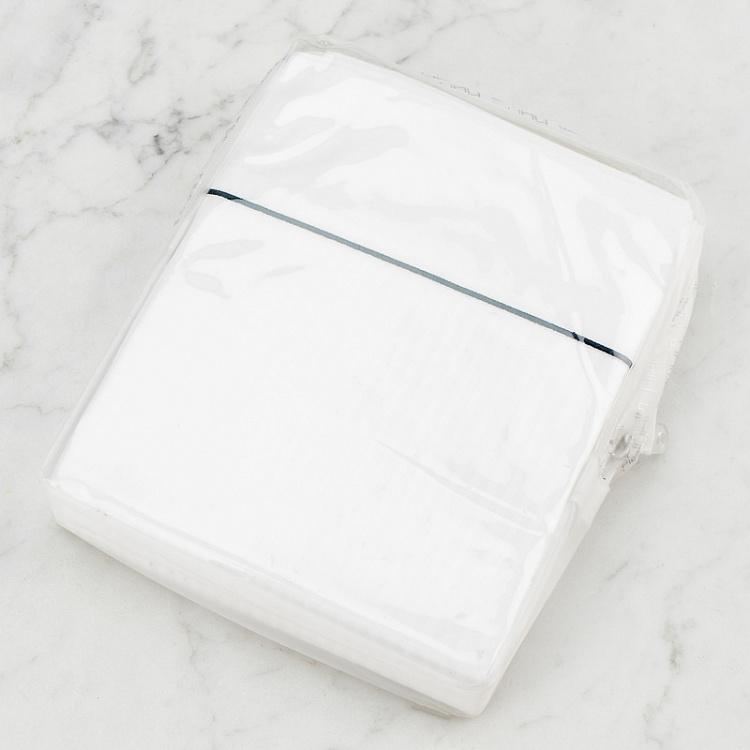 Комплект из двух белых с синим наволочек из хлопка Марин, 50x70 см Set Of 2 Marine Cotton Pillow Cases White Navy 50x70 cm