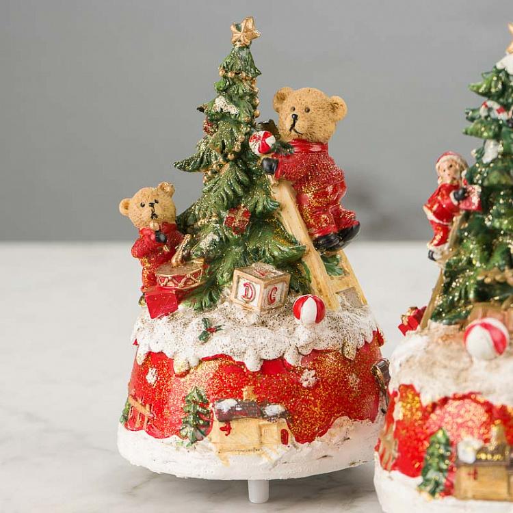 Набор из двух музыкальных статуэток Мишка и Санта Set Of 2 Music Boxes Bear And Santa 16 cm