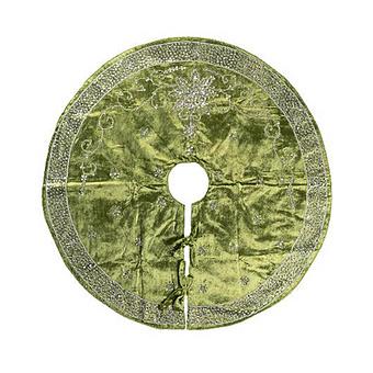 Silver Beads Christmas Tree Skirt Green 120 cm