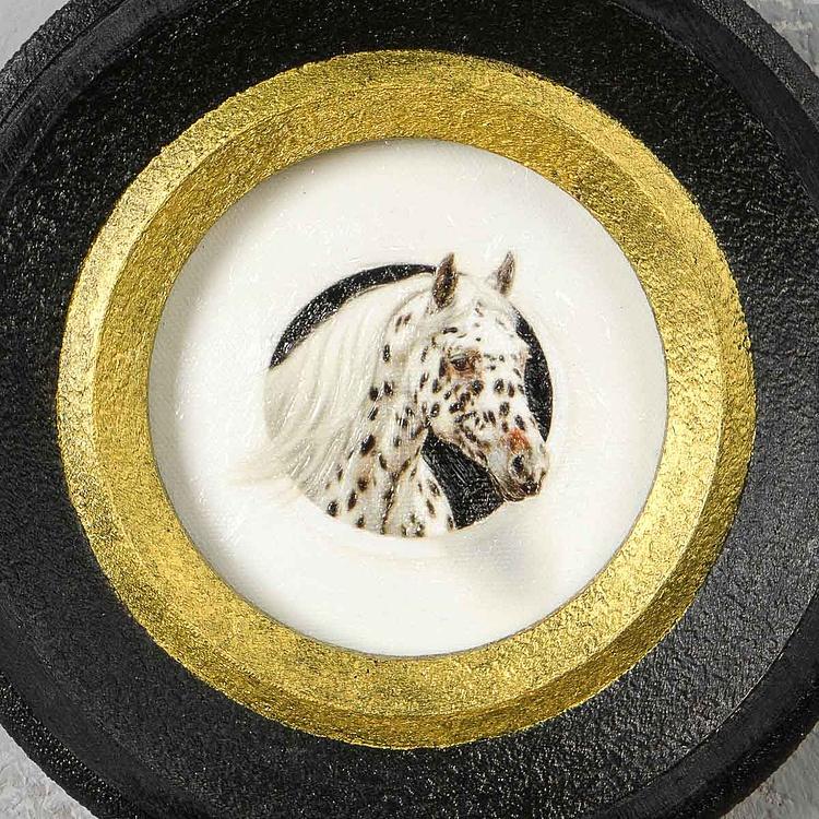 Картина в круглой раме Пятнистая лошадь Spotted Horse Painting In Round Frame