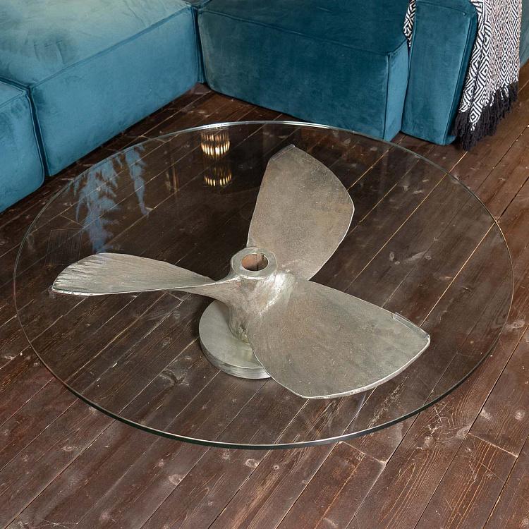 Круглый журнальный стол Джанк Арт из корабельного винта, S Junk Art Propeller Round Coffee Table Small