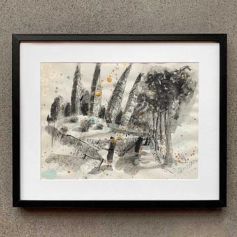 Parco Dell Insugherata Drawing With Gold