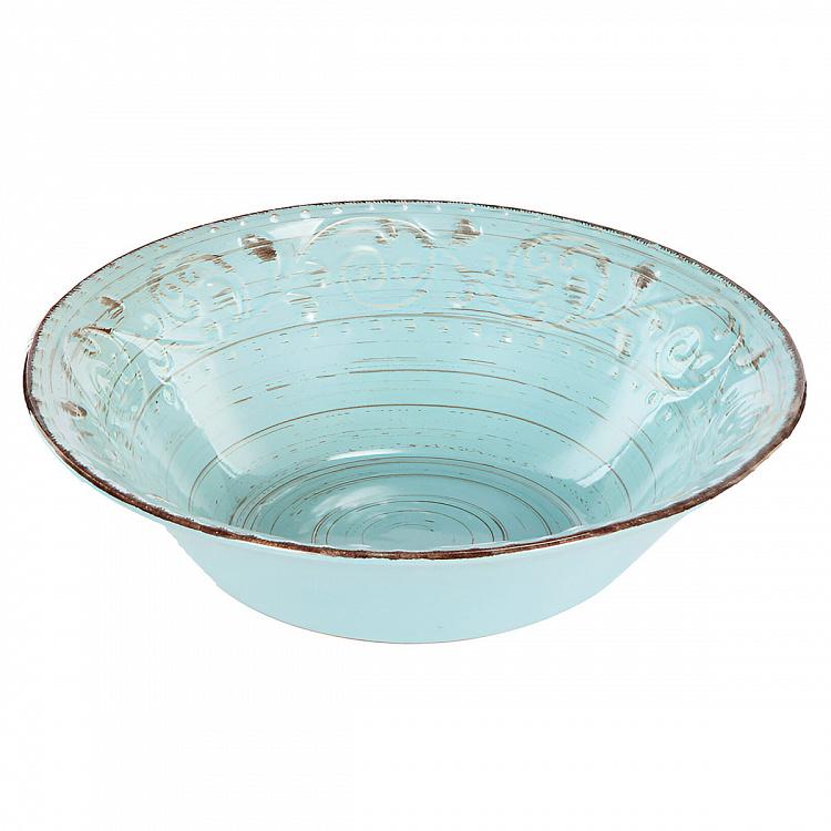 Сервировочная тарелка в деревенском стиле голубая Rustic Fare Serving Bowl Aqua