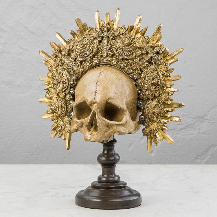 Статуэтка Череп в золотистом кокошнике Skull In Kokoshnik