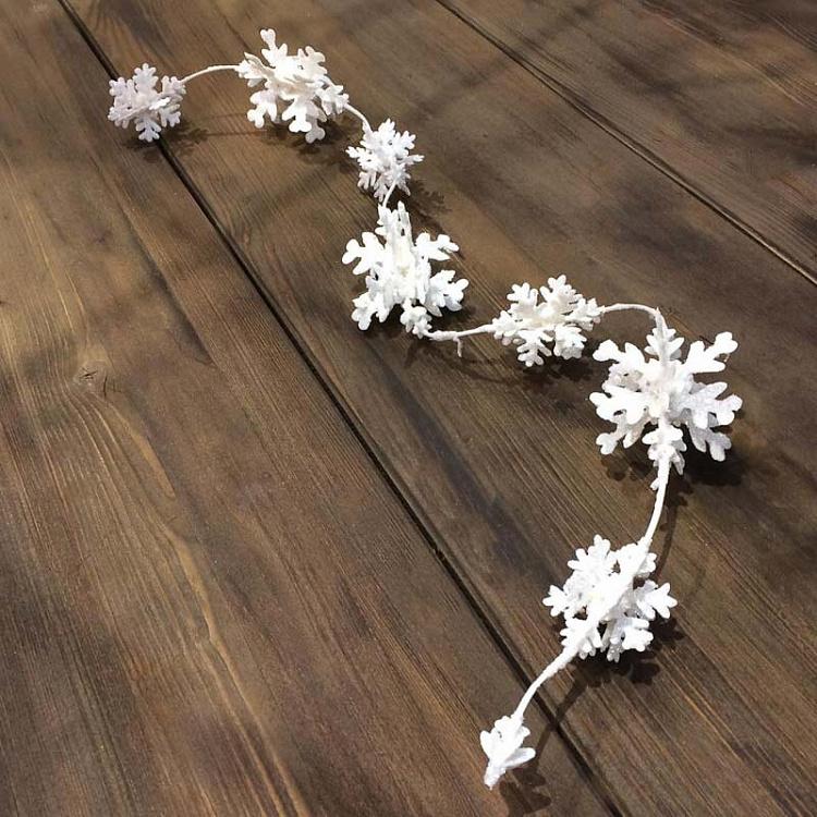 Гирлянда Белые снежинки с блёстками 1 Glitter Snowflake Garland White 70 cm