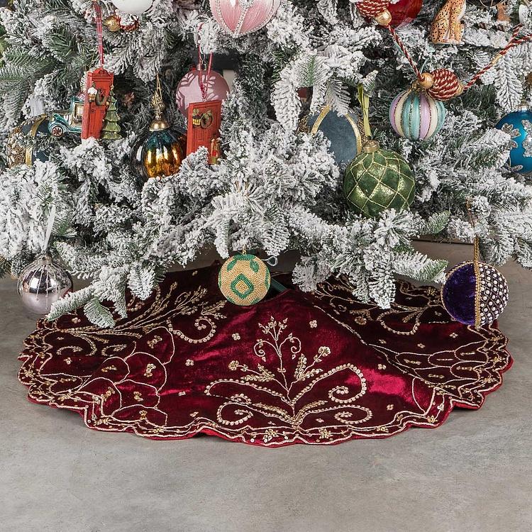 Бордовый коврик-юбка под ёлку большой Christmas Tree Skirt Burgundy 120&nbsp;cm