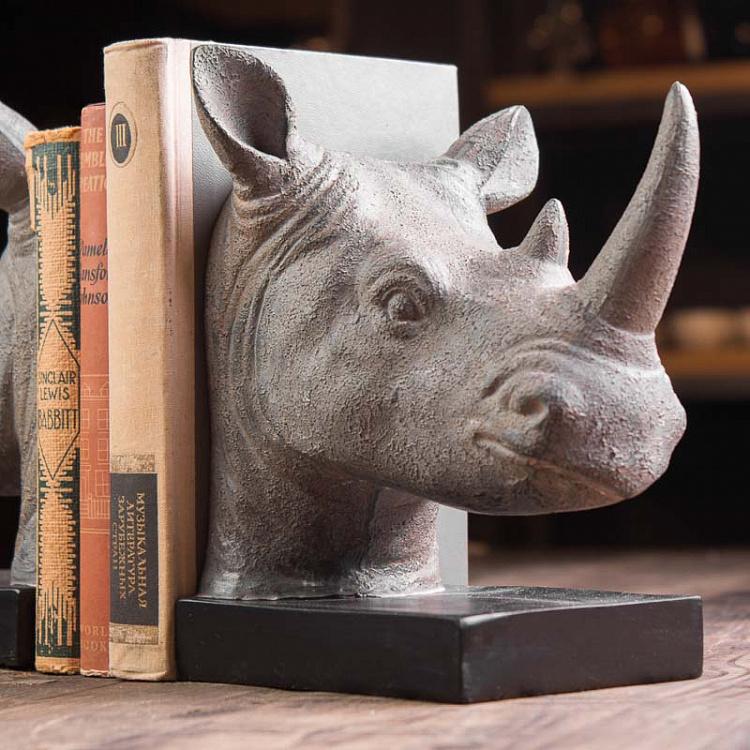 Набор из двух держателей для книг Носороги Bookend Rhino Heads