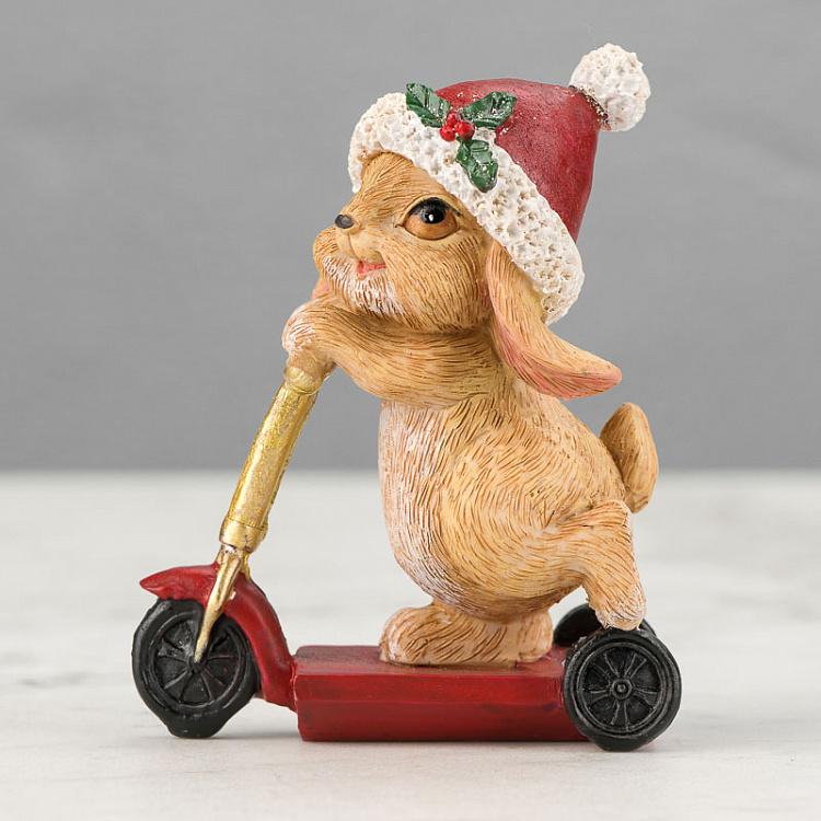 Статуэтка Весёлый кролик на самокате Cute Xmas Rabbit On Scooter 11 cm