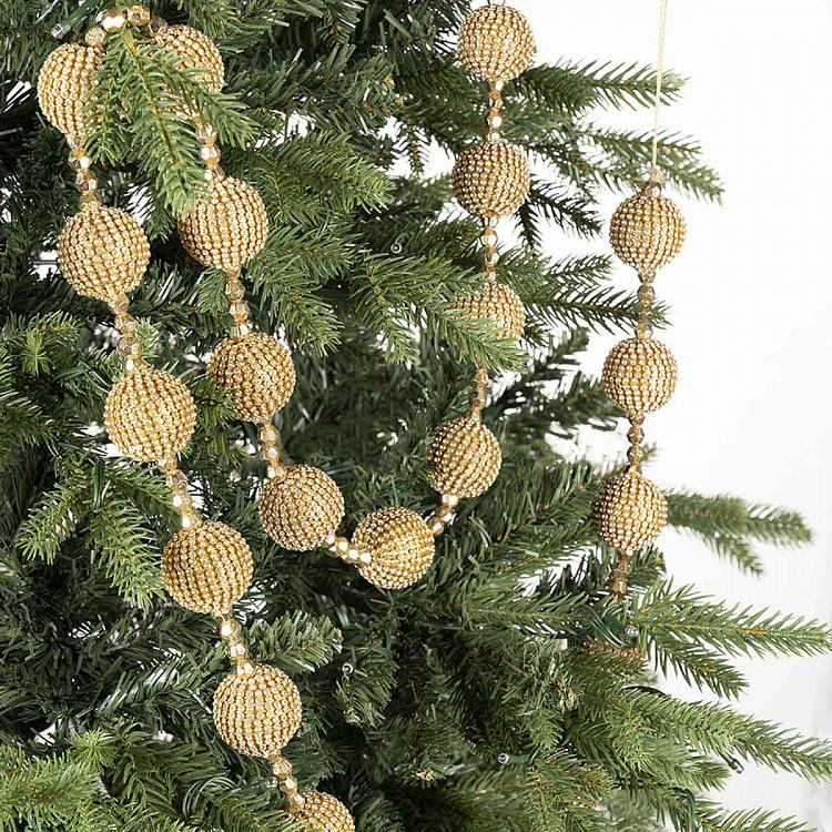 Гирлянда из золотистых бусин  Beads Garland Gold 182 cm