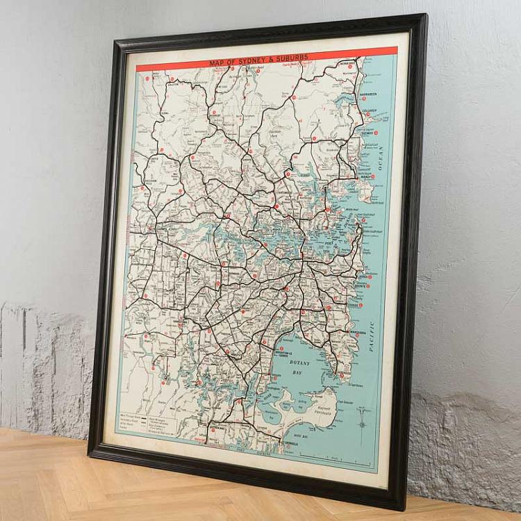 Картина-принт Карта Сиднея, L Map Sydney Large