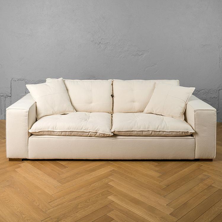 Трёхместный льняной диван Сити, ножки цвета латуни City 3 Seater, Brass Metal Linen RM