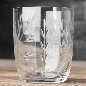 Leaves Engraved Tooth Glass Tumbler