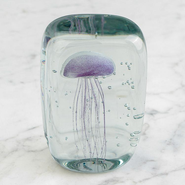 Пресс-папье Розовая медуза Rectangular Glass Paperweight Pink Jellyfish