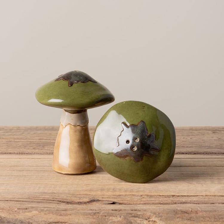 Набор для специй Зелёные грибы Set Of 2 Salt And Pepper Green Mushrooms