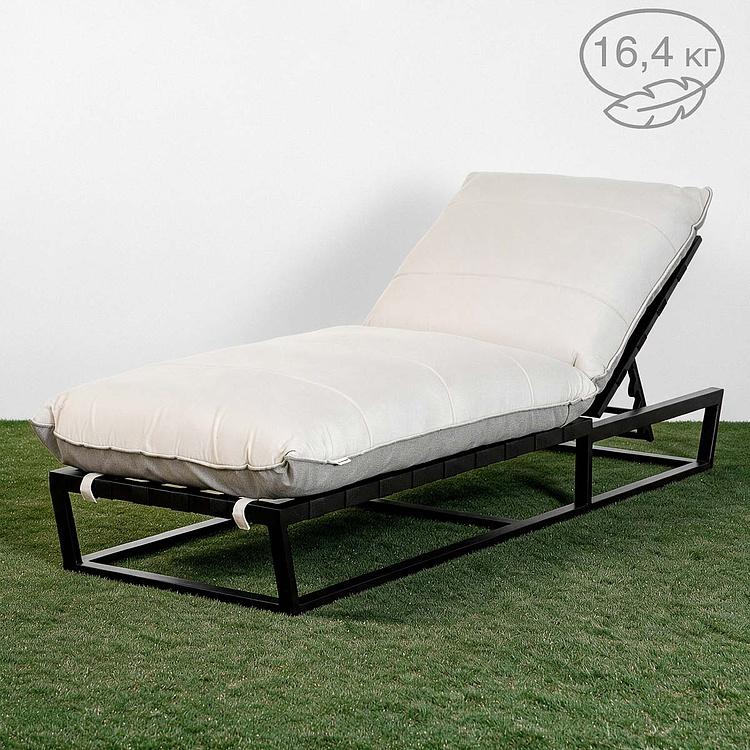 Садовый шезлонг-лежак Reef Lounger, Black акриловая ткань Light Stone