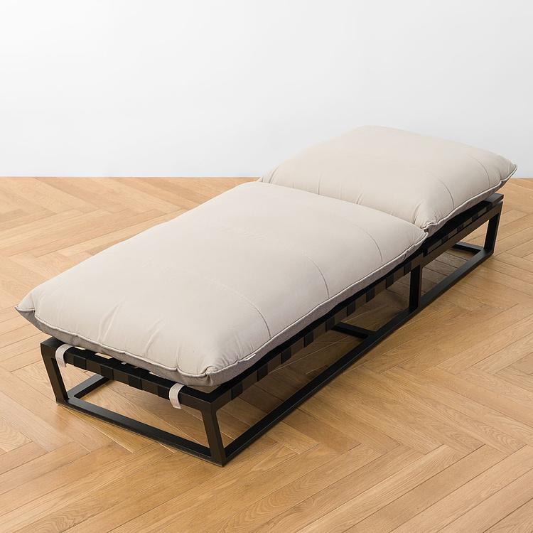 Садовый шезлонг-лежак Reef Lounger, Black акриловая ткань Light Stone - ракурс 7