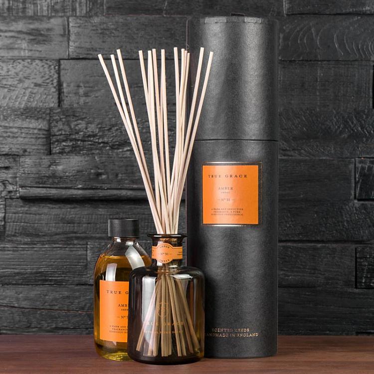 Аромадиффузор набор (палочки, жидкость, бутылочка) Янтарь, 250 мл Small Reed Diffuser Amber 250 ml