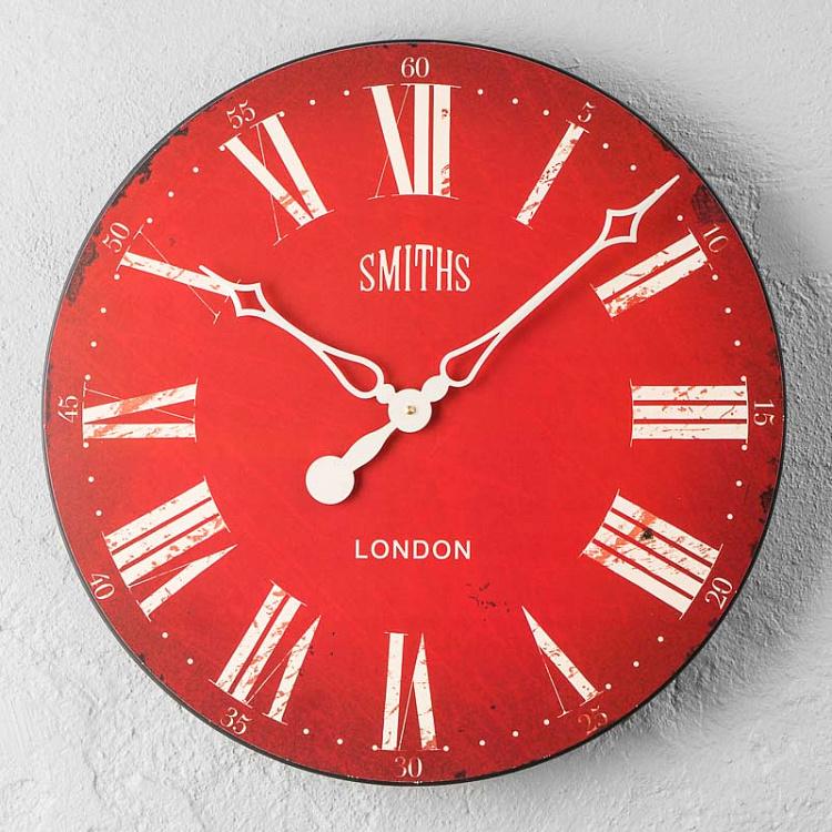 Красные настенные часы в античном стиле Смитс Antique Style Smiths Wall Clock Red