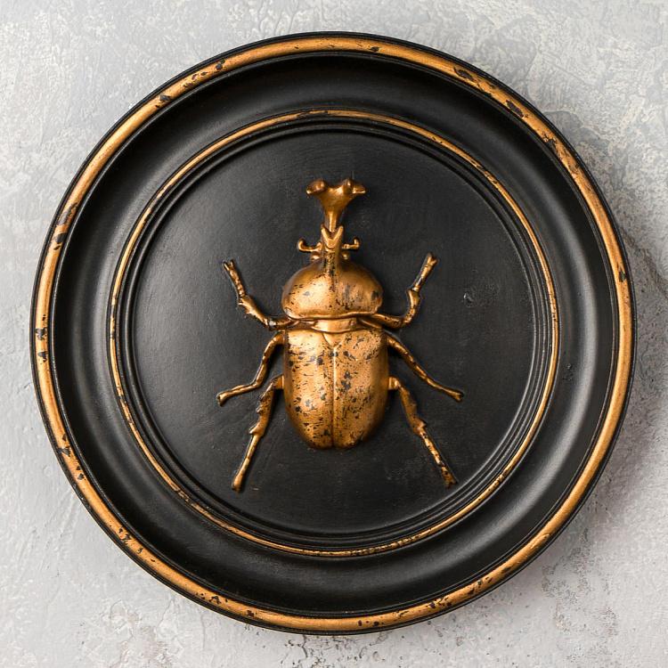 Настенное украшение Жук-носорог золотой на чёрном Rhinoceros Beetle In Frame Black And Gold