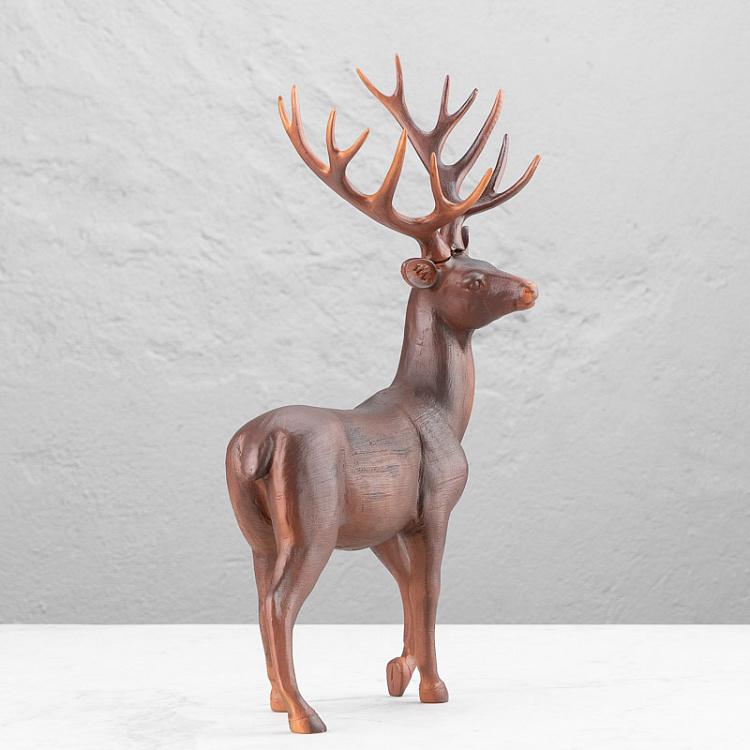 Новогодняя фигурка Прогуливающийся олень Walking Wood Look Deer Brown 46,5 cm