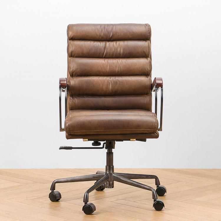 Рабочее кресло Турин, красно-коричневые подлокотники Ufficio Torino Armchair, Red Brown Wood D