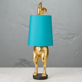Table Lamp Hiding Bunny Gold Turquoise