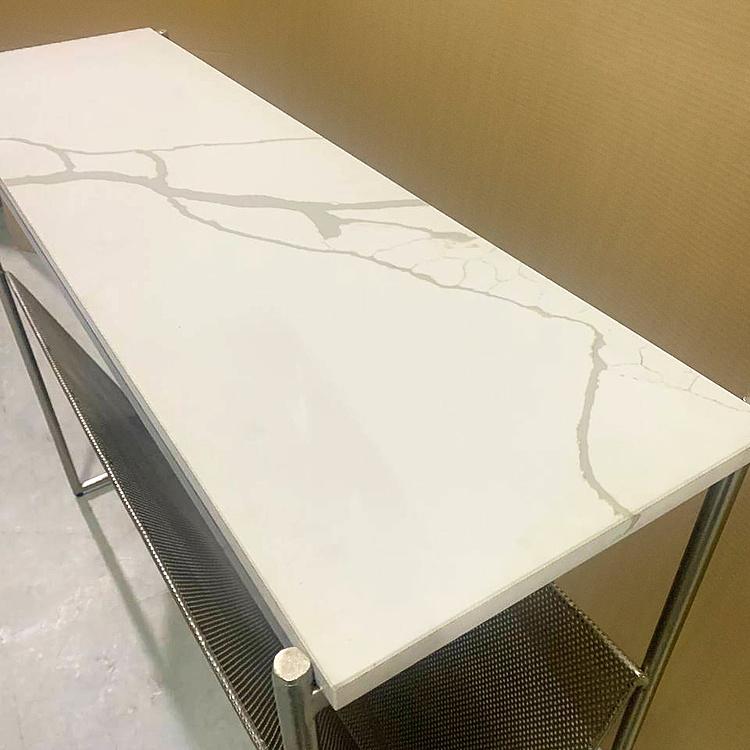 Мраморный консольный стол с сетчатым отсеком Marble Console With Mesh Compartment