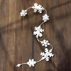 Glitter Snowflake Garland White 70 cm