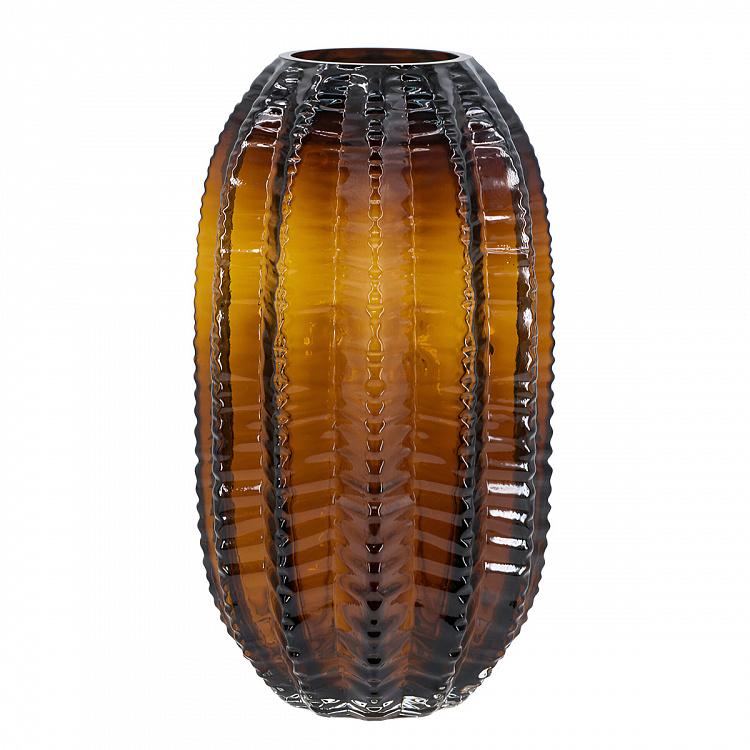 Cactus Shape Amber Glass Vase Large