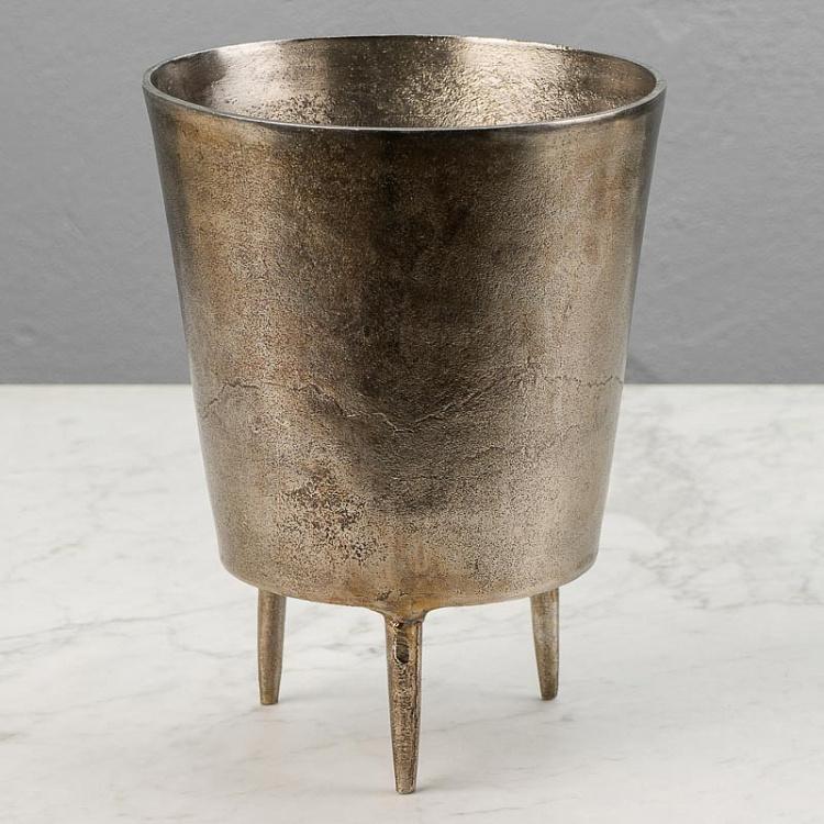 Ведро для льда из состаренного металла Wine Bucket On Stand Antique Silver