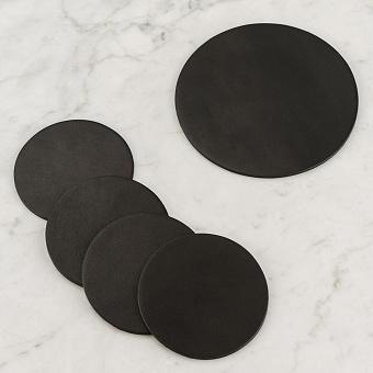 Набор из 5-ти подставок под стаканы Set Of 5 Round Coasters Noire натуральная кожа Noire