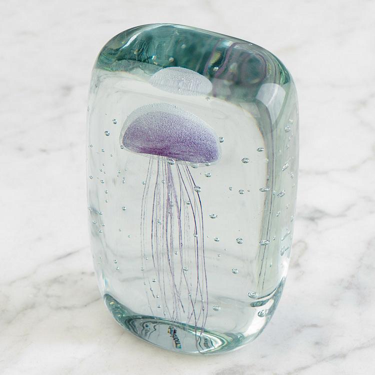 Пресс-папье Розовая медуза Rectangular Glass Paperweight Pink Jellyfish