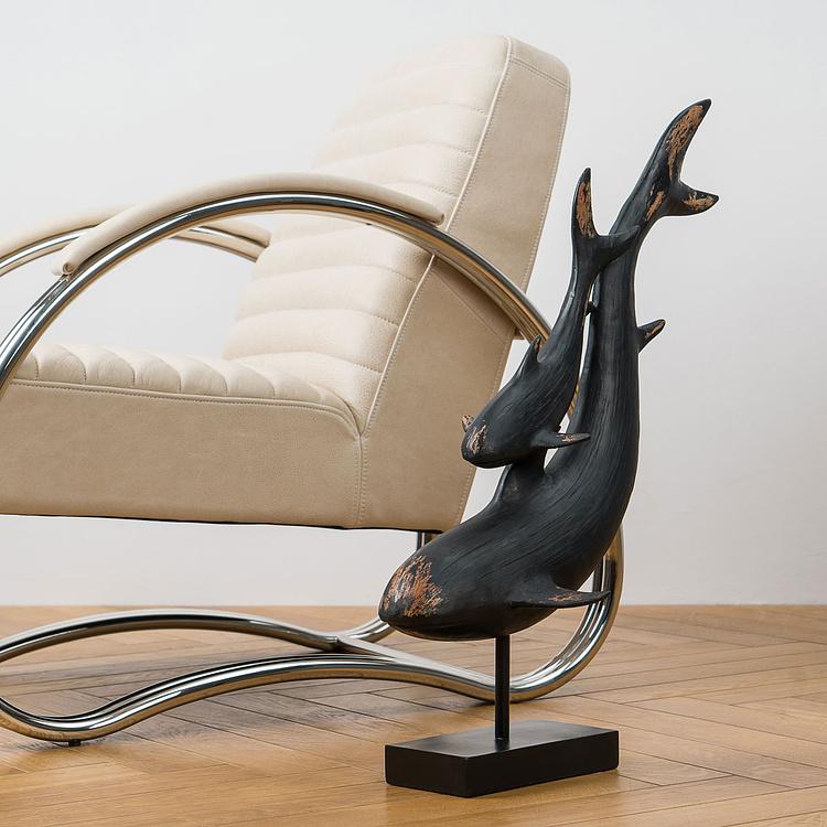 Статуэтка на подставке Две чёрные рыбы Black Fish On Base